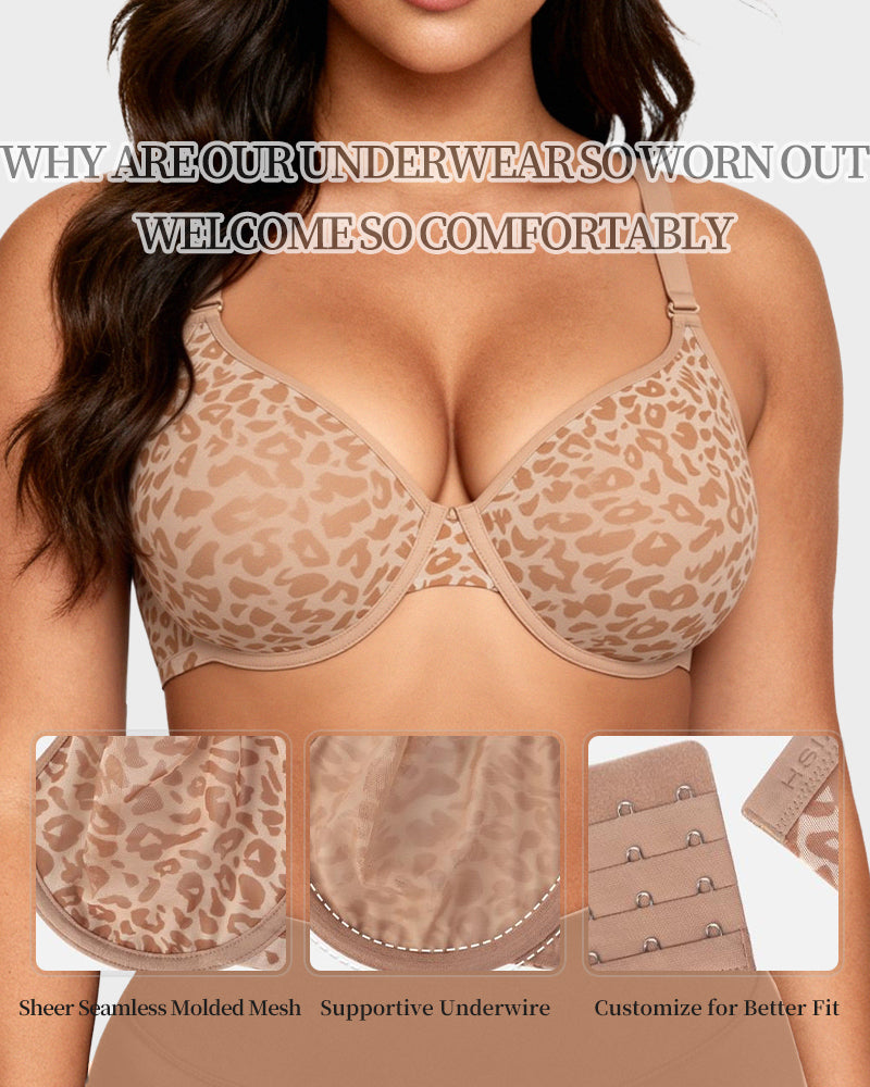 Sexy Sheer Zebra Mesh Underwire Bra