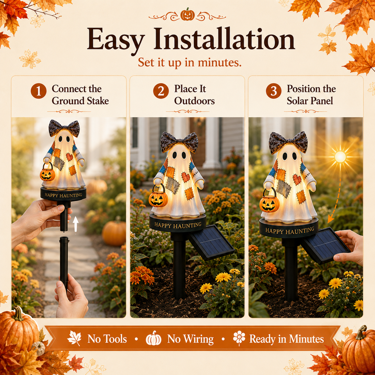 TODAY'S SPECIAL OFFER-50% OFF 🔥Lighted Vintage Patchwork Ghost Solar Garden Light