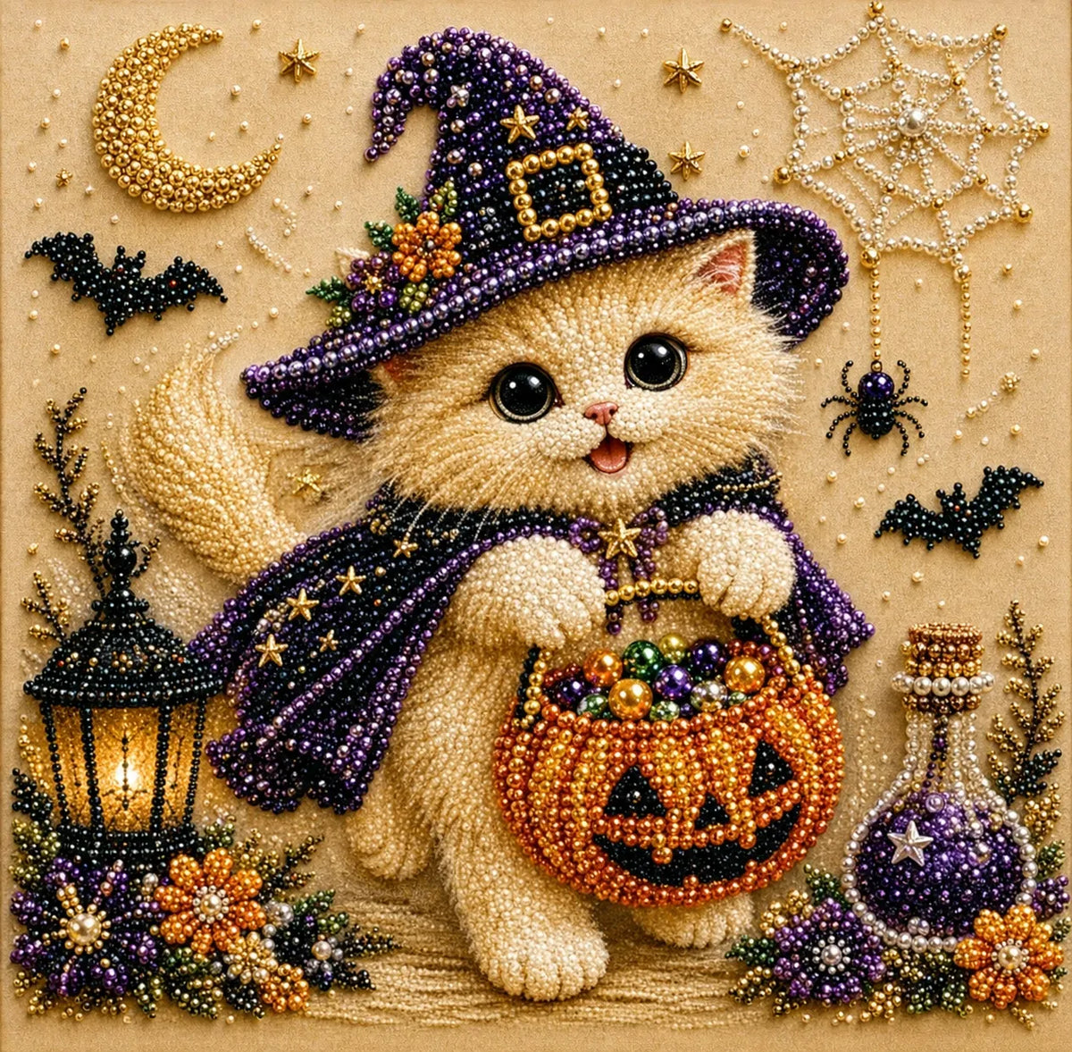 🐱33Framed Cute Kitten - Pearls Painting Kit