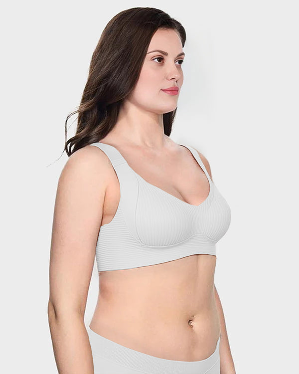 ️Women's Ribbed Push Up Adjustable Wireless Bra