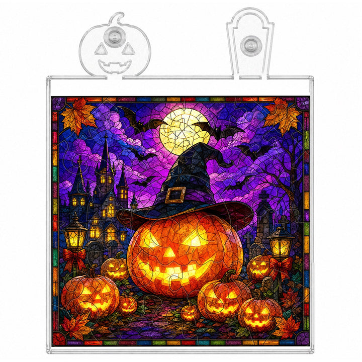 Acrylic Puzzle Night Light - Witch Hat Pumpkin