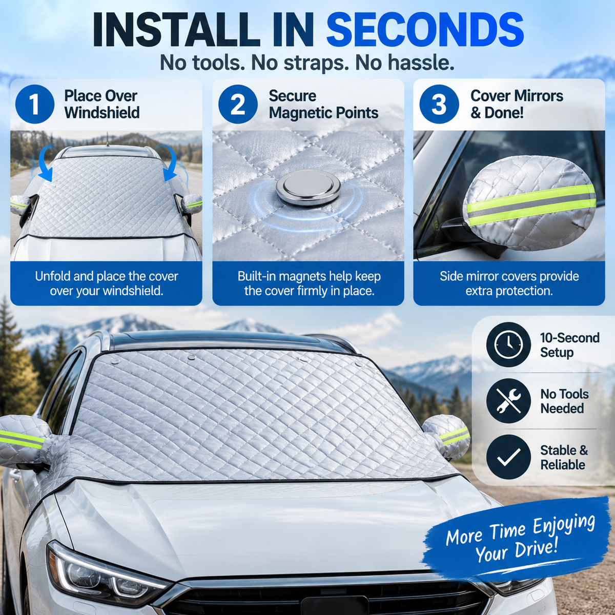 40% OFF Last Week🔥Magnetic Windshield Cover – for Cars, SUVs & Trucks