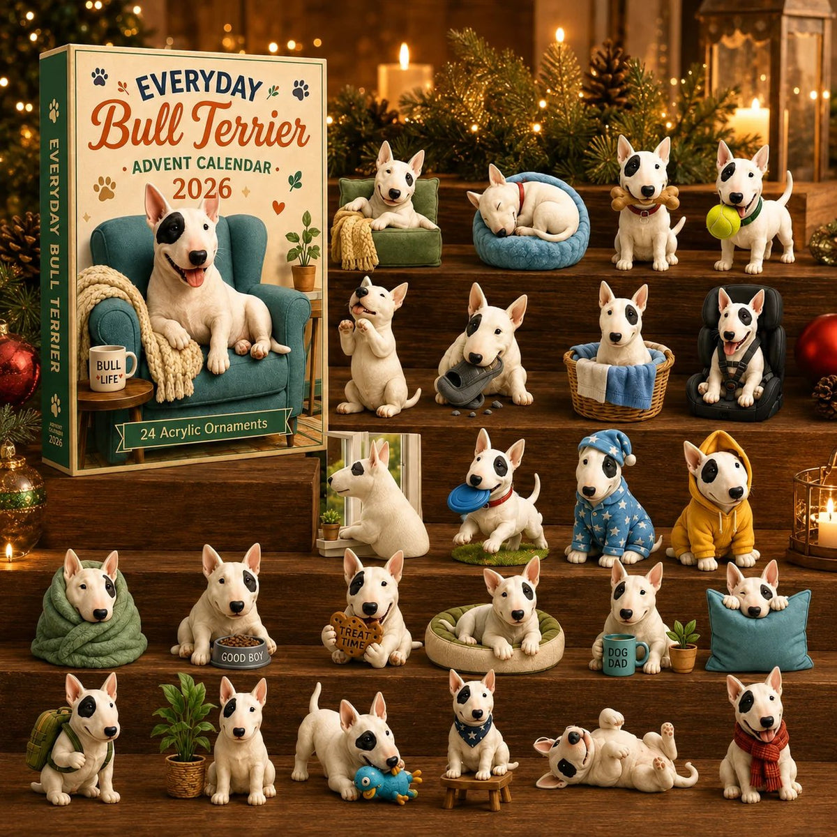 Everyday Bull Terrier Advent Calendar 2026 - 24-Day  2D Festive Countdown