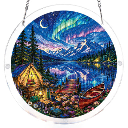 Aurora Lakeside Camping Light Suncatcher-Acrylic Window Art