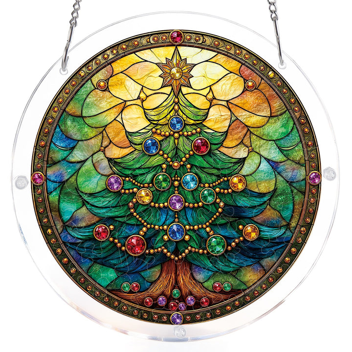 Jeweled Christmas Tree Light Suncatcher-Acrylic Window Art
