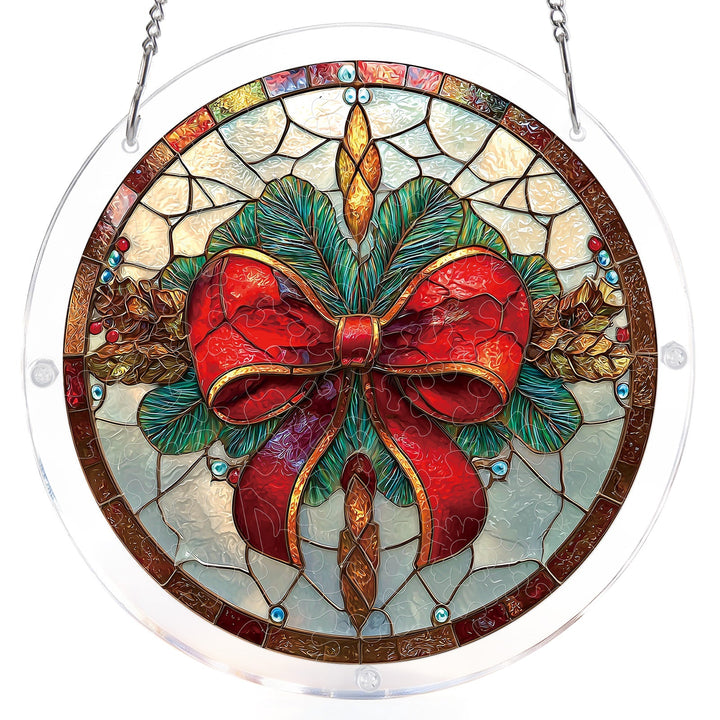 Christmas Bow Light Suncatcher-Acrylic Window Art