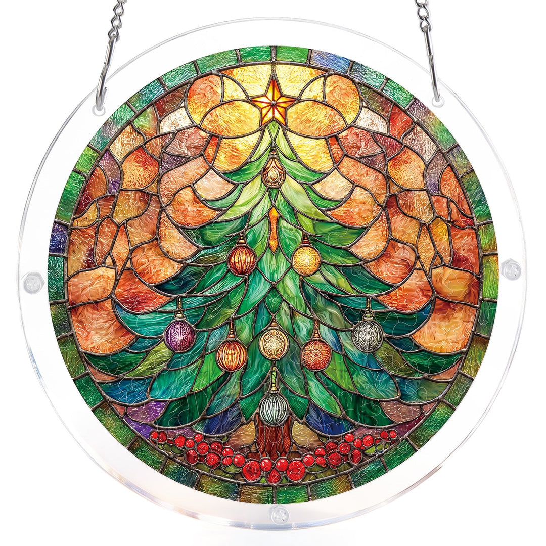 Christmas Glow Tree Light Suncatcher-Acrylic Window Art