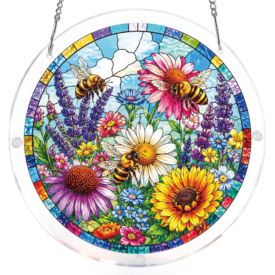 Bee Garden Bloom Light Suncatcher-Acrylic Window Art