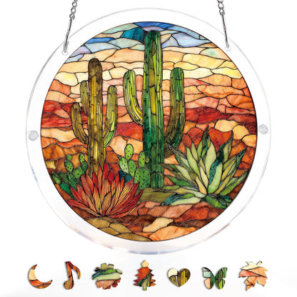 Sunset Cactus Light Suncatcher-Acrylic Window Art