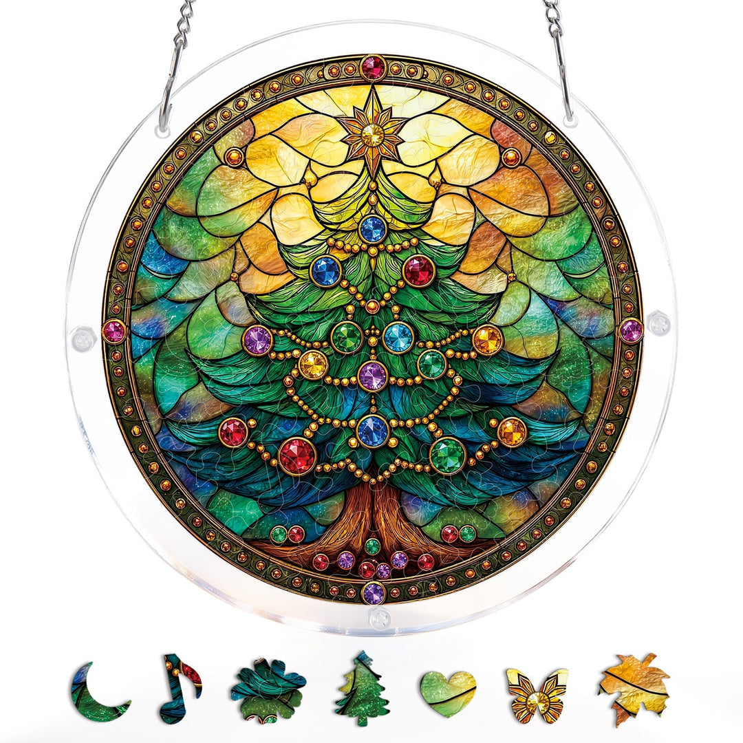 Jeweled Christmas Tree Light Suncatcher-Acrylic Window Art