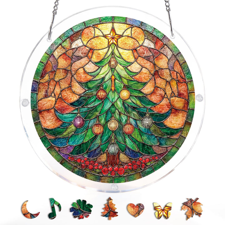 Christmas Glow Tree Light Suncatcher-Acrylic Window Art