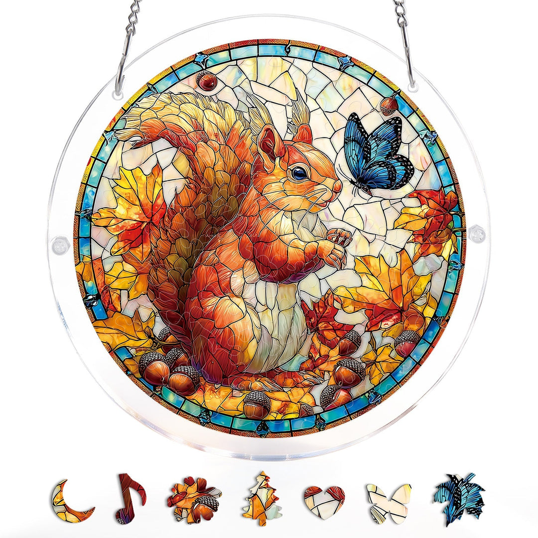 Acorn Squirrel Light Suncatcher-Acrylic Window Art