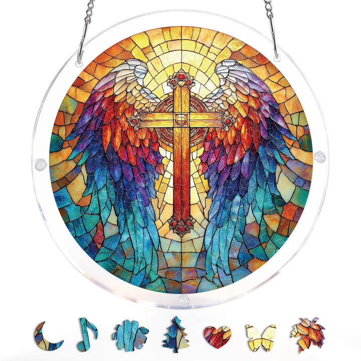 Rainbow Angel Cross Light Suncatcher-Acrylic Window Art
