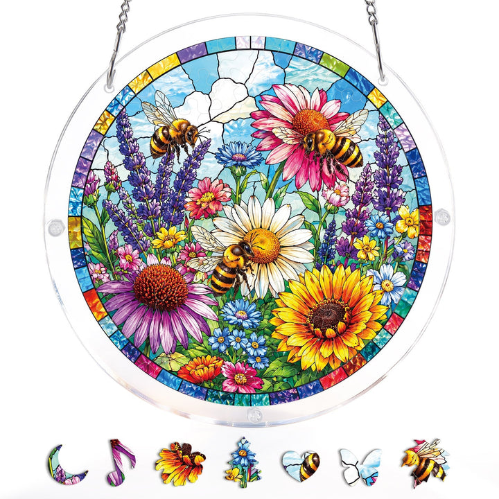 Bee Garden Bloom Light Suncatcher-Acrylic Window Art