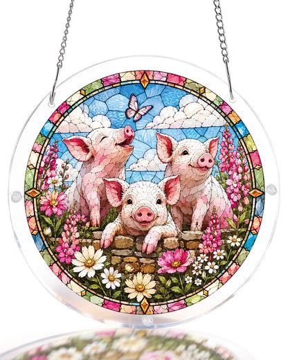 Meadow Piglets Light Suncatcher-Acrylic Window Art