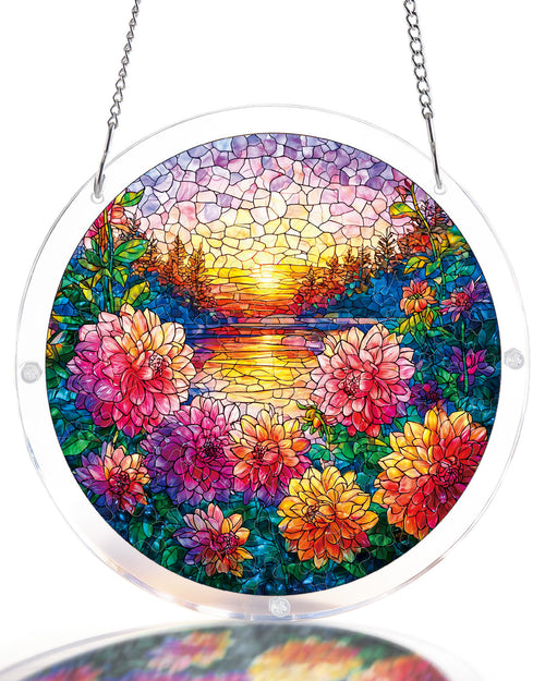 Floral Sunset Haven Light Suncatcher-Acrylic Window Art