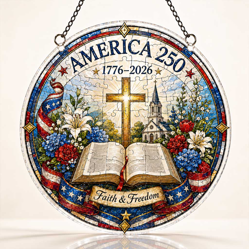 America 250th Anniversary Acrylic Puzzle Hanging Ornament | 1776–2026 Patriotic Window Suncatcher Decor