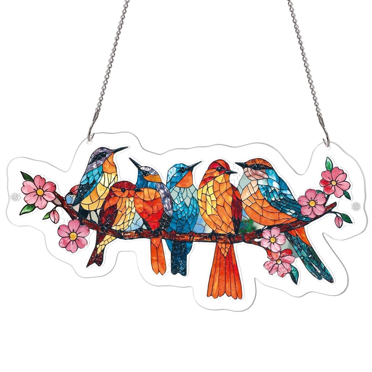 Acrylic Jigsaw Puzzle Suncatcher - Blossom Songbirds