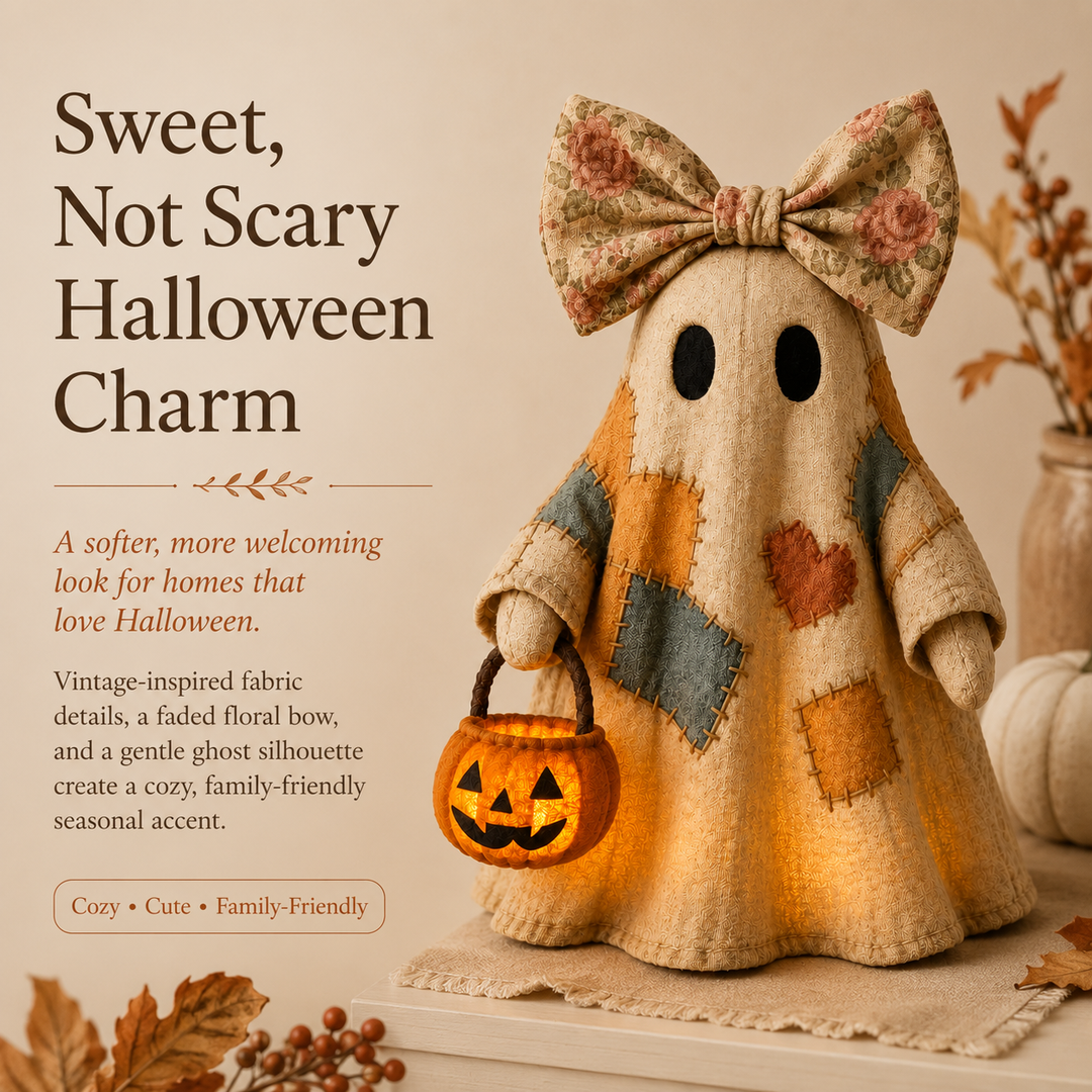 🎃 LIMITED-TIME OFFER – Vintage Patchwork Glowing Ghost Decor ✨