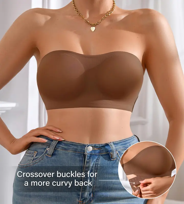 Non-Slip Crossover Side Hook Bandeau Bra