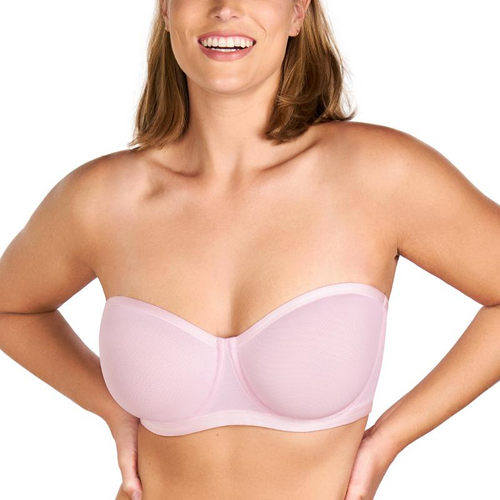 Strapless Mesh Underwire Balconette Bra