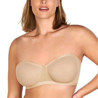 Strapless Mesh Underwire Balconette Bra