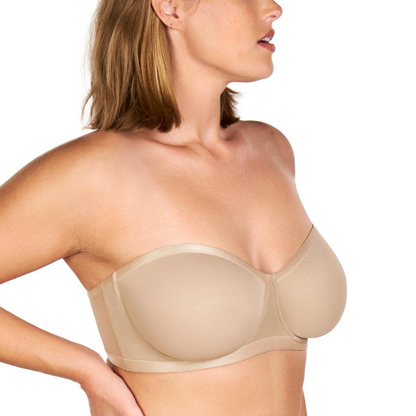 Strapless Mesh Underwire Balconette Bra