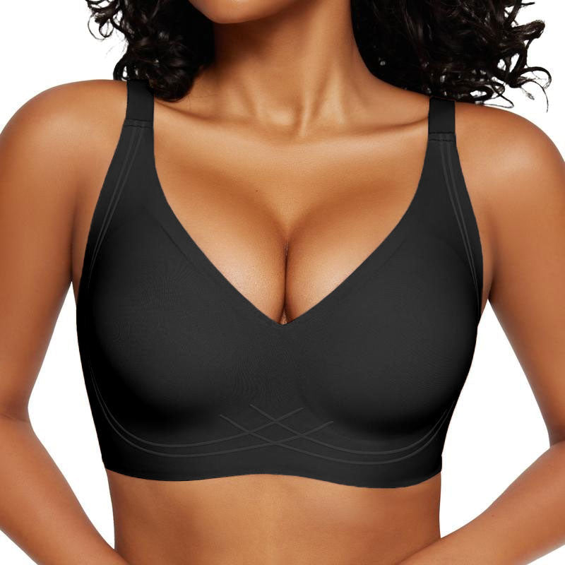 Seamless Full Coverage Wireless Push-Up Bra with Wide Straps