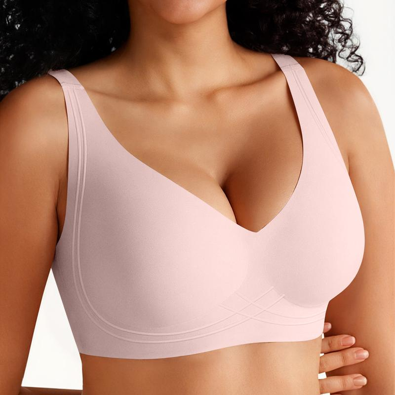 Seamless Full Coverage Wireless Push-Up Bra with Wide Straps