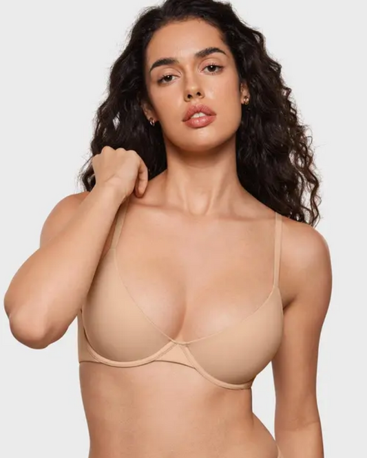 Plus Balconette Bra - Lightly Padded Underwire Sexy Tshirt Demi Bras