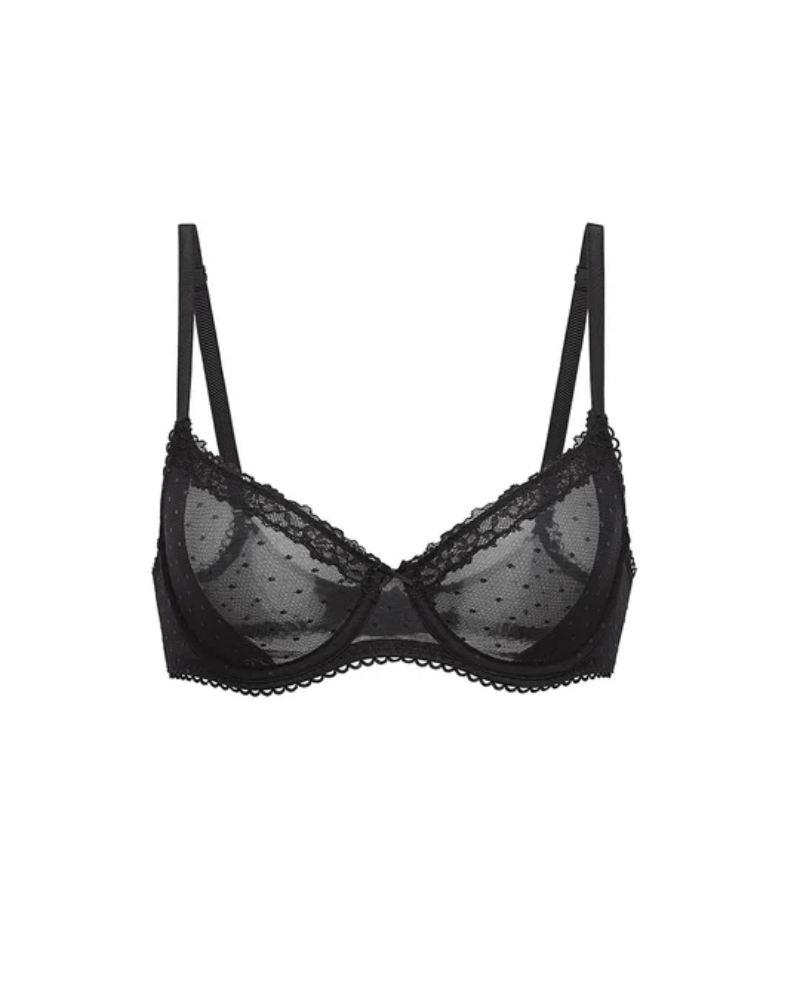 Women's Balconette Lace Bra See Through Demi Sheer
