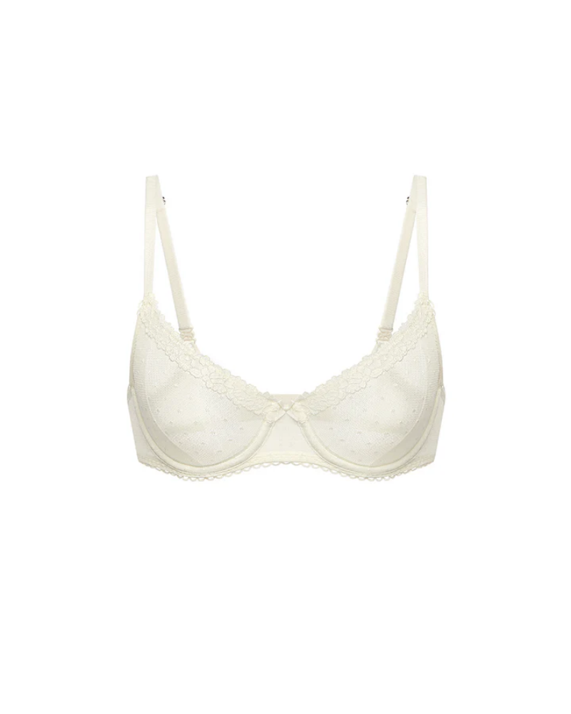 Women's Balconette Lace Bra See Through Demi Sheer
