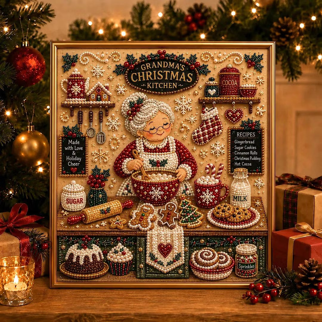 Framed Nutcracker - Pearls Painting Kit DIY Christmas Diamond Painting Pearl Dot Crafts 20x20CM