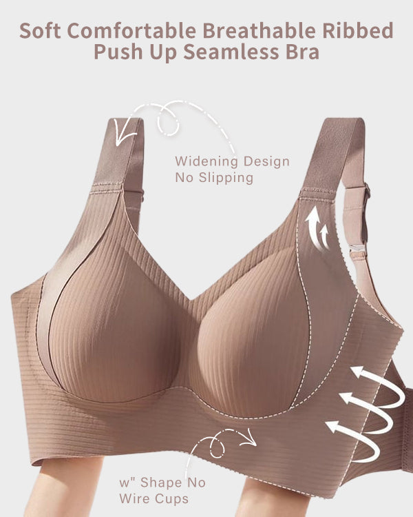 ️Women's Ribbed Push Up Adjustable Wireless Bra