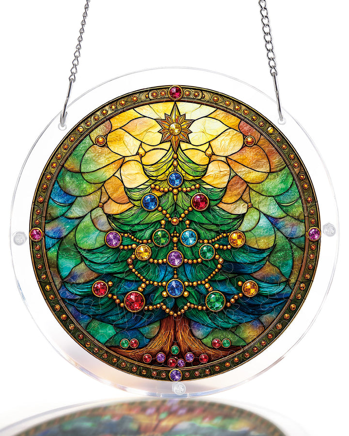 Jeweled Christmas Tree Light Suncatcher-Acrylic Window Art