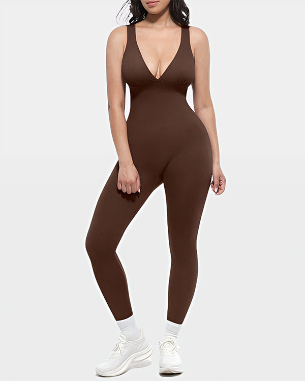 Deep V Tummy Control Sculpting Jumpsuit