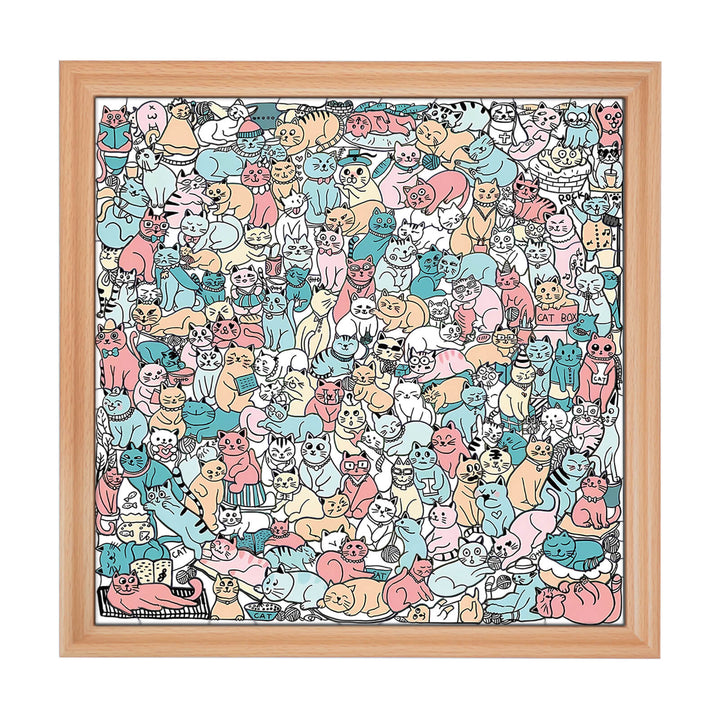 175 Pcs Morandi-Colored Cute Cat Shaped Square Wooden Jigsaw Puzzle
