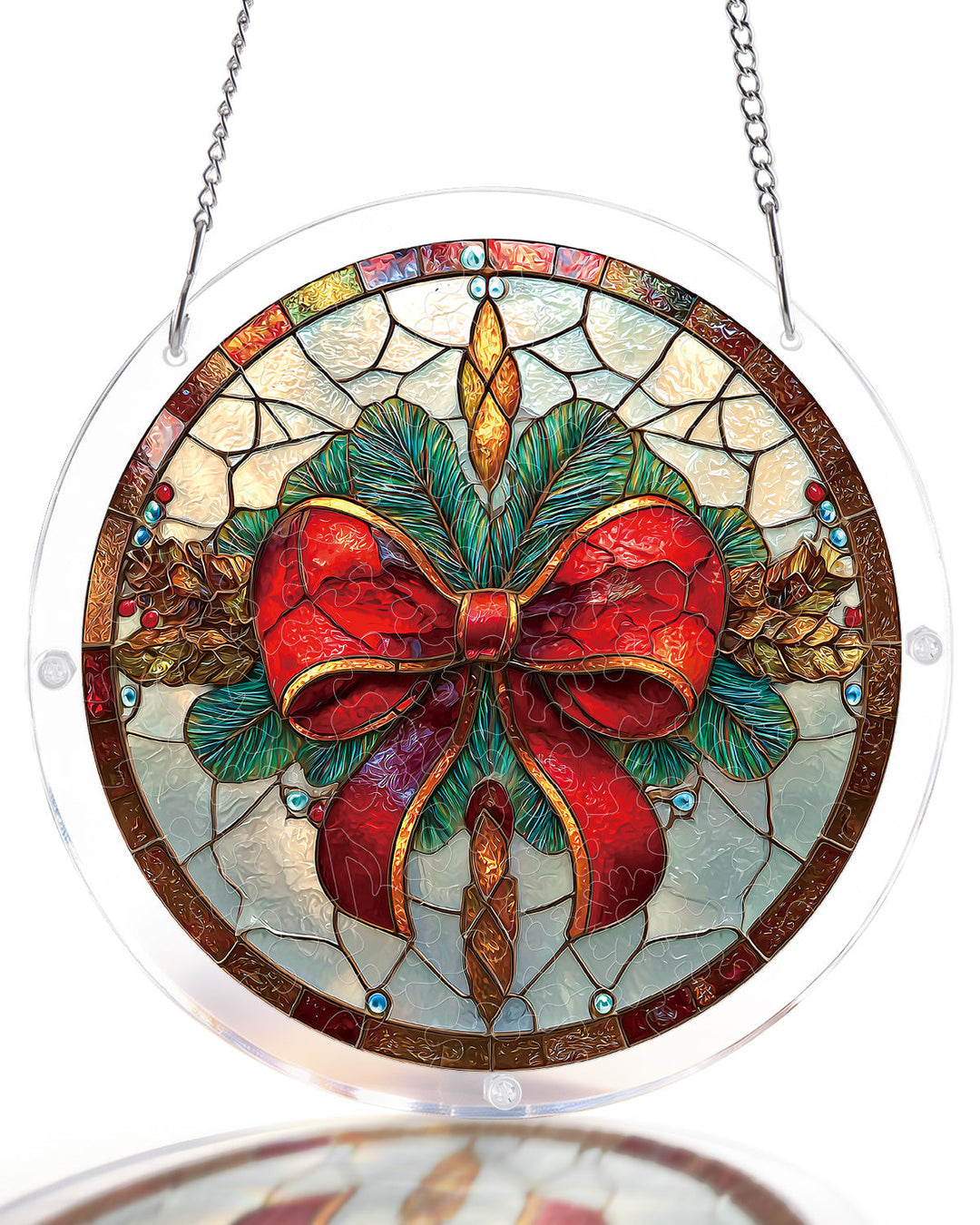 Christmas Bow Light Suncatcher-Acrylic Window Art