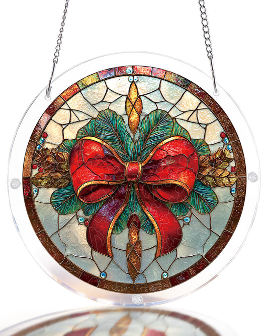 Christmas Bow Light Suncatcher-Acrylic Window Art