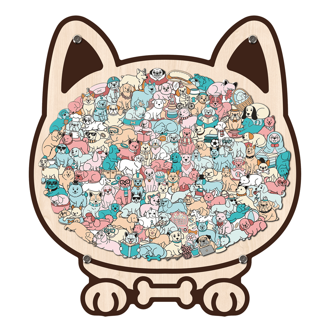 Morandi-Colored Cat/Dog Shaped Wooden Jigsaw Puzzle