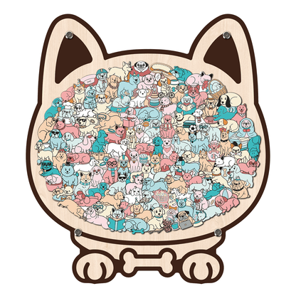 Morandi-Colored Cat/Dog Shaped Wooden Jigsaw Puzzle