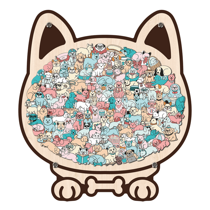 Morandi-Colored Cat/Dog Shaped Wooden Jigsaw Puzzle