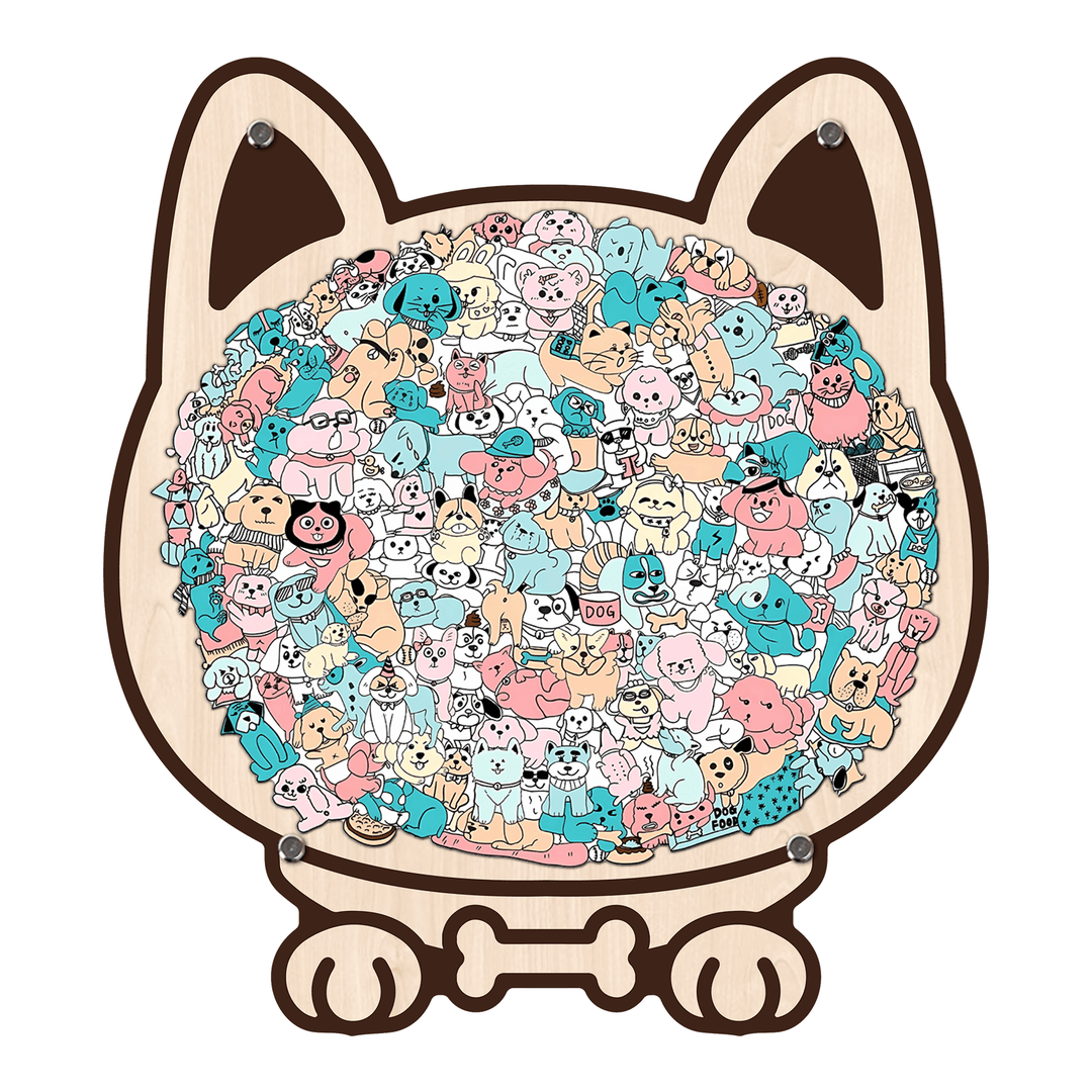 Morandi-Colored Cat/Dog Shaped Wooden Jigsaw Puzzle
