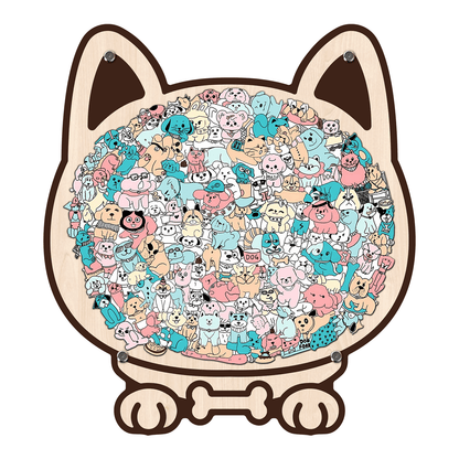 Morandi-Colored Cat/Dog Shaped Wooden Jigsaw Puzzle