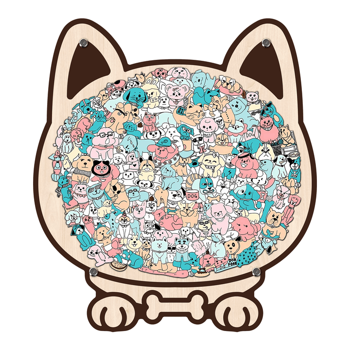 Morandi-Colored Cat/Dog Shaped Wooden Jigsaw Puzzle