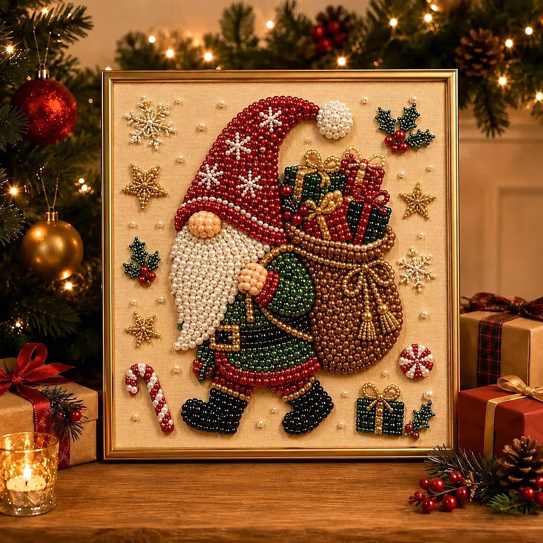 Framed Nutcracker - Pearls Painting Kit DIY Christmas Diamond Painting Pearl Dot Crafts 20x20CM
