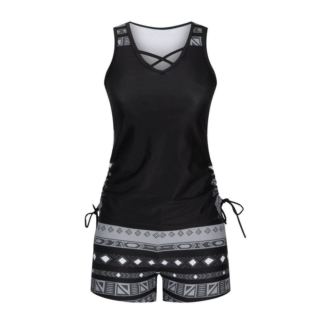 Women's Tummy Control Tankini Set with Built-In Bra – Flattering Boho Swimwear with Shorts💝