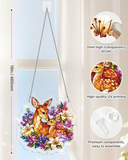 Deer in Bloom Light Suncatcher-Acrylic Window Art