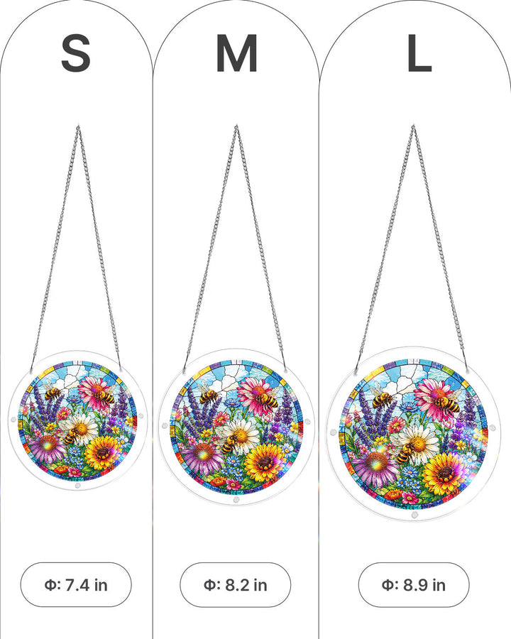 Bee Garden Bloom Light Suncatcher-Acrylic Window Art