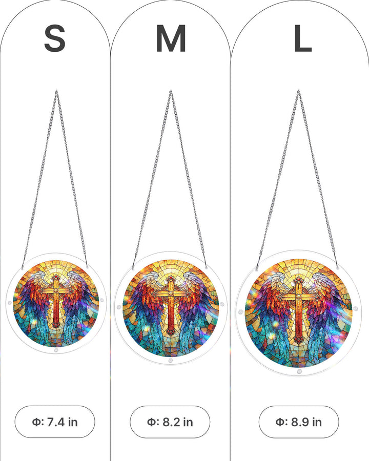 Rainbow Angel Cross Light Suncatcher-Acrylic Window Art